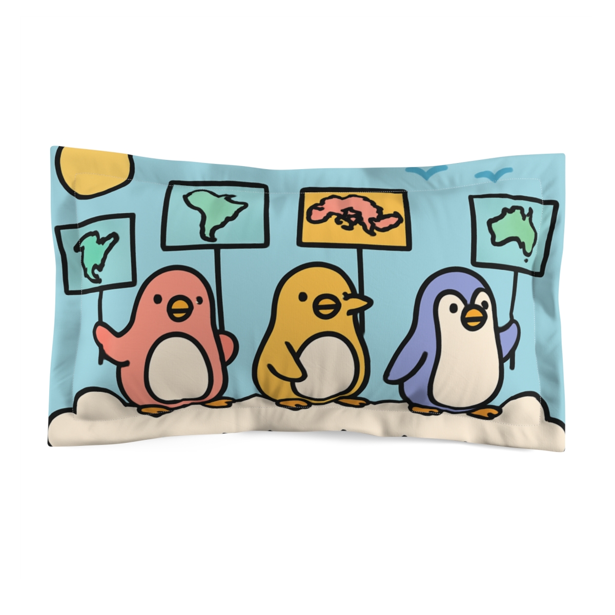 Skytrain Of The Rainbow Penguins soft plush pillows