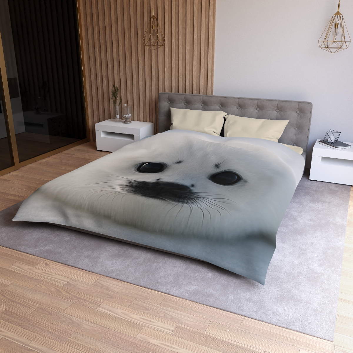 Snow Dream Harp Seal Pup unique patterned duvets