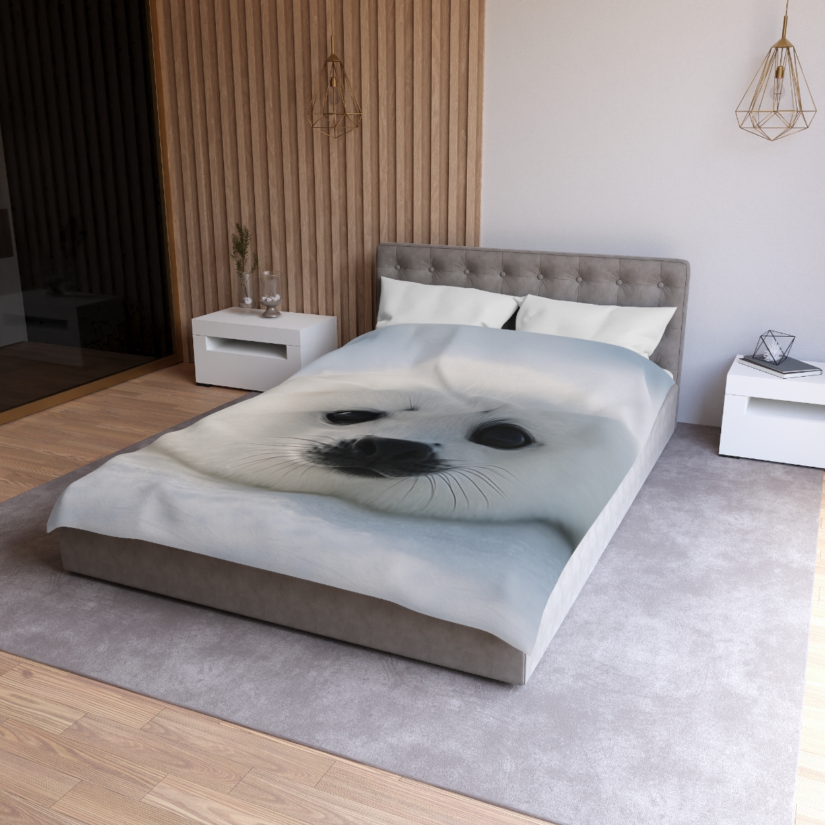 Snow Dream Harp Seal Pup unique patterned duvets