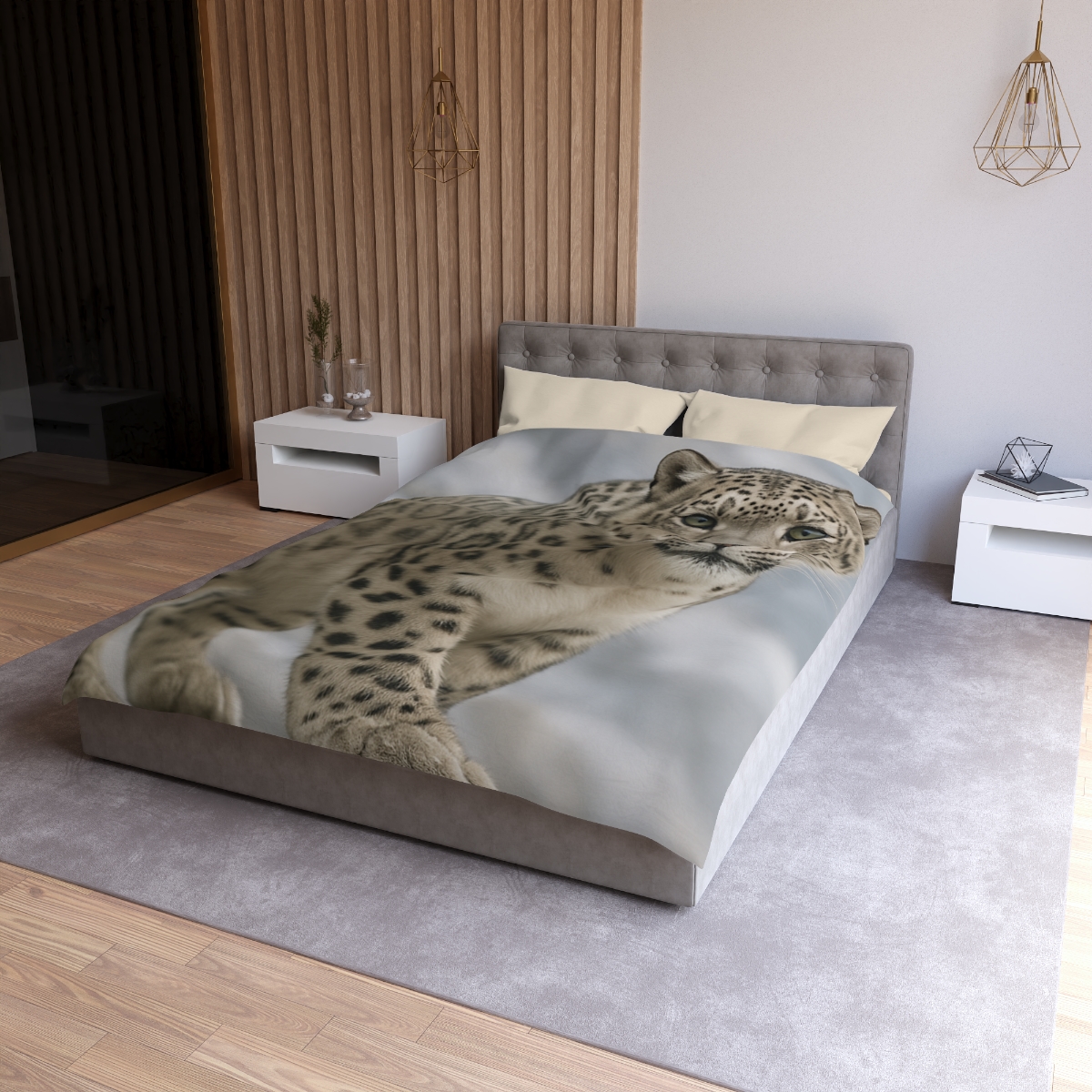 Snow Leopard Silent Ascent soft comforter duvets