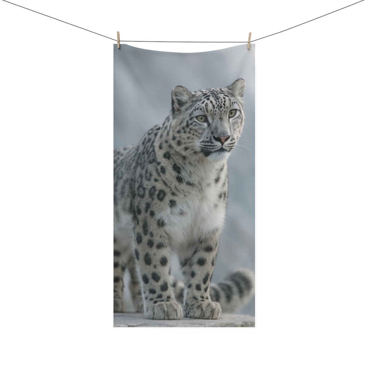Snow Leopard Silent Peak Gaze designer printed towels