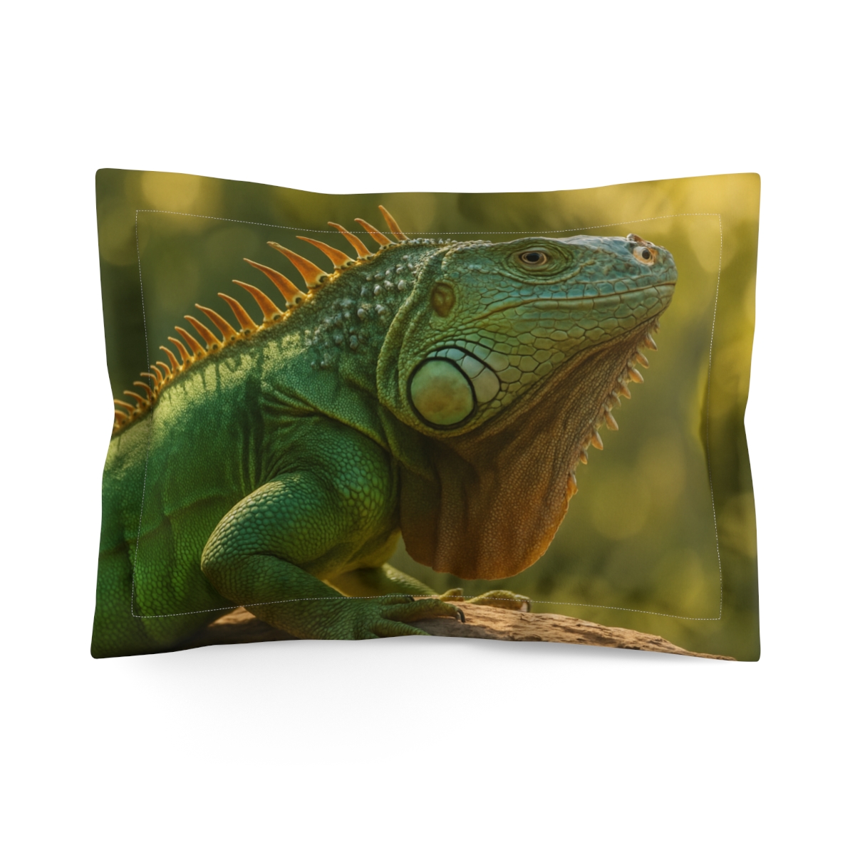 Solar Gaze Green Iguana designer printed pillows