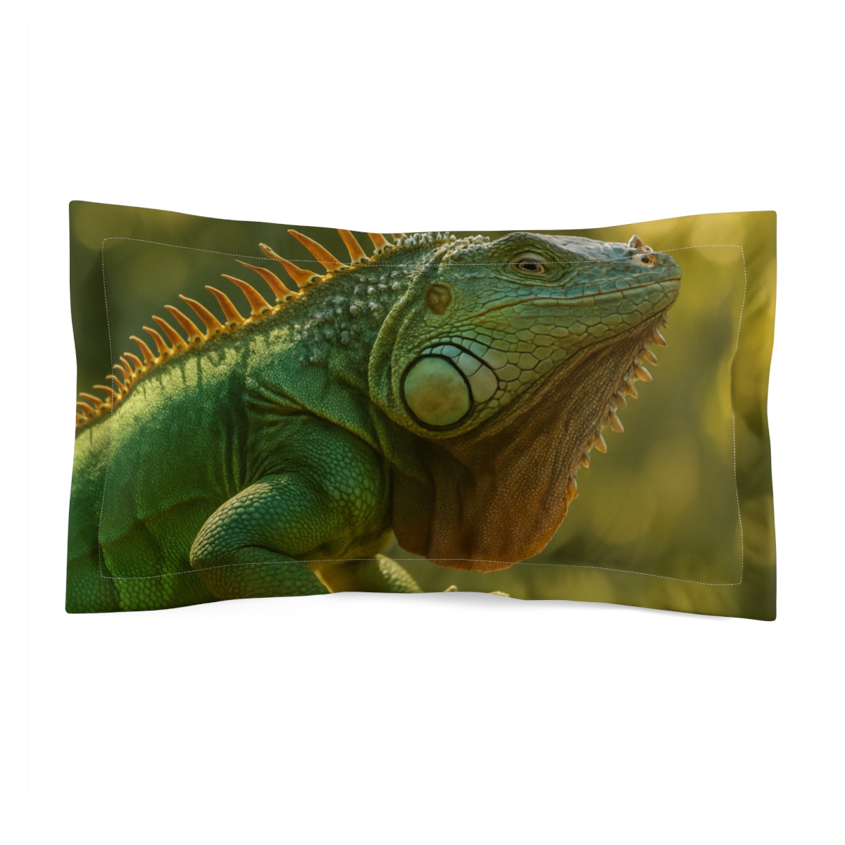 Solar Gaze Green Iguana designer printed pillows