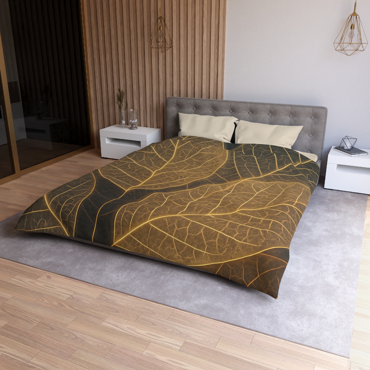Solar Leaf Lattice designer printed duvets