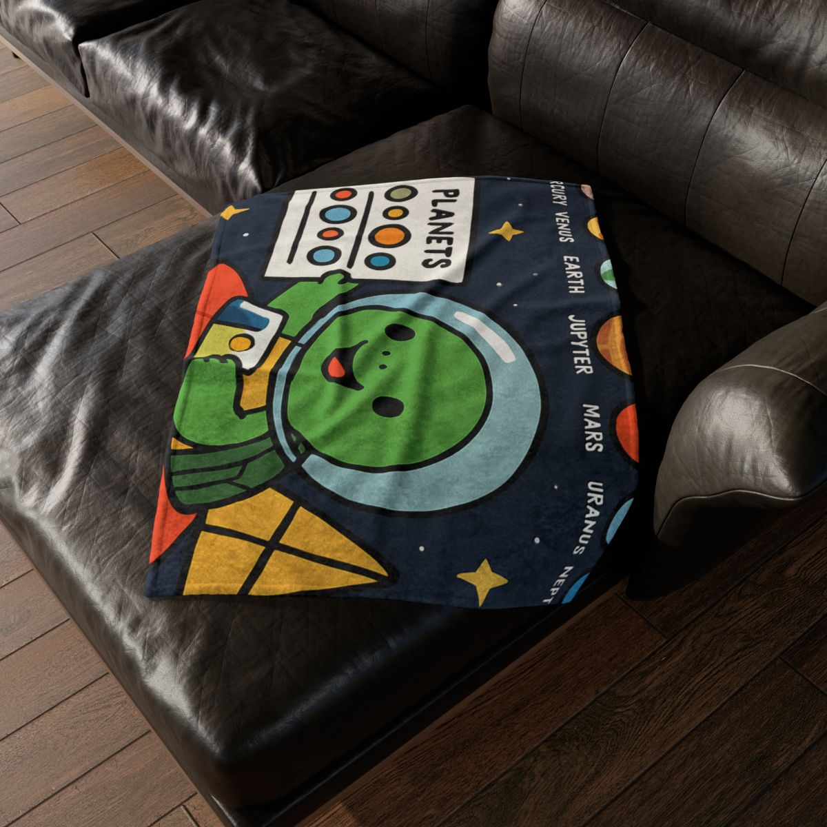 Solar Sail Turtle And The Planetary Parade personalized cozy blankets