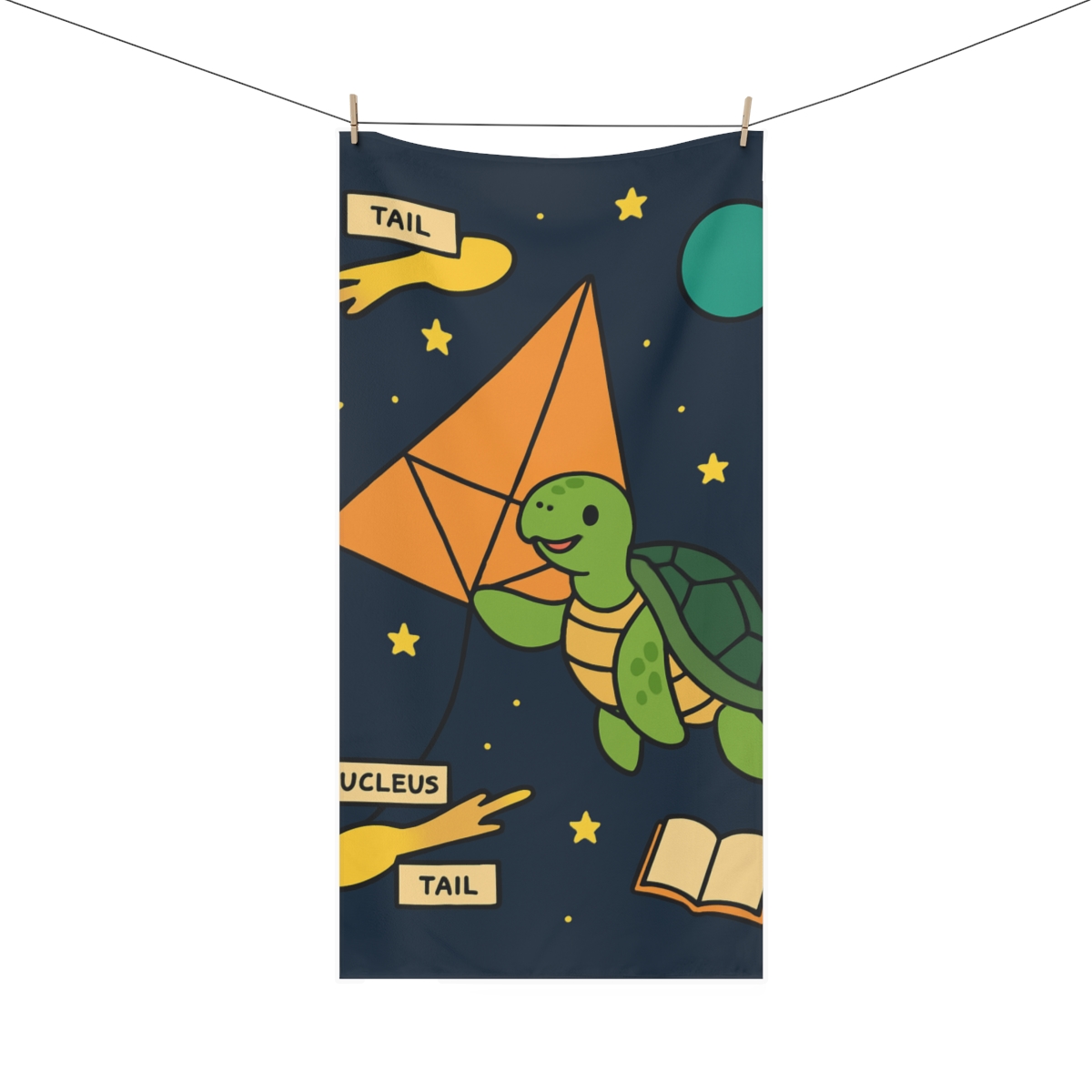 Solar Sail Turtle In The Comet Classroom personalized bath towels