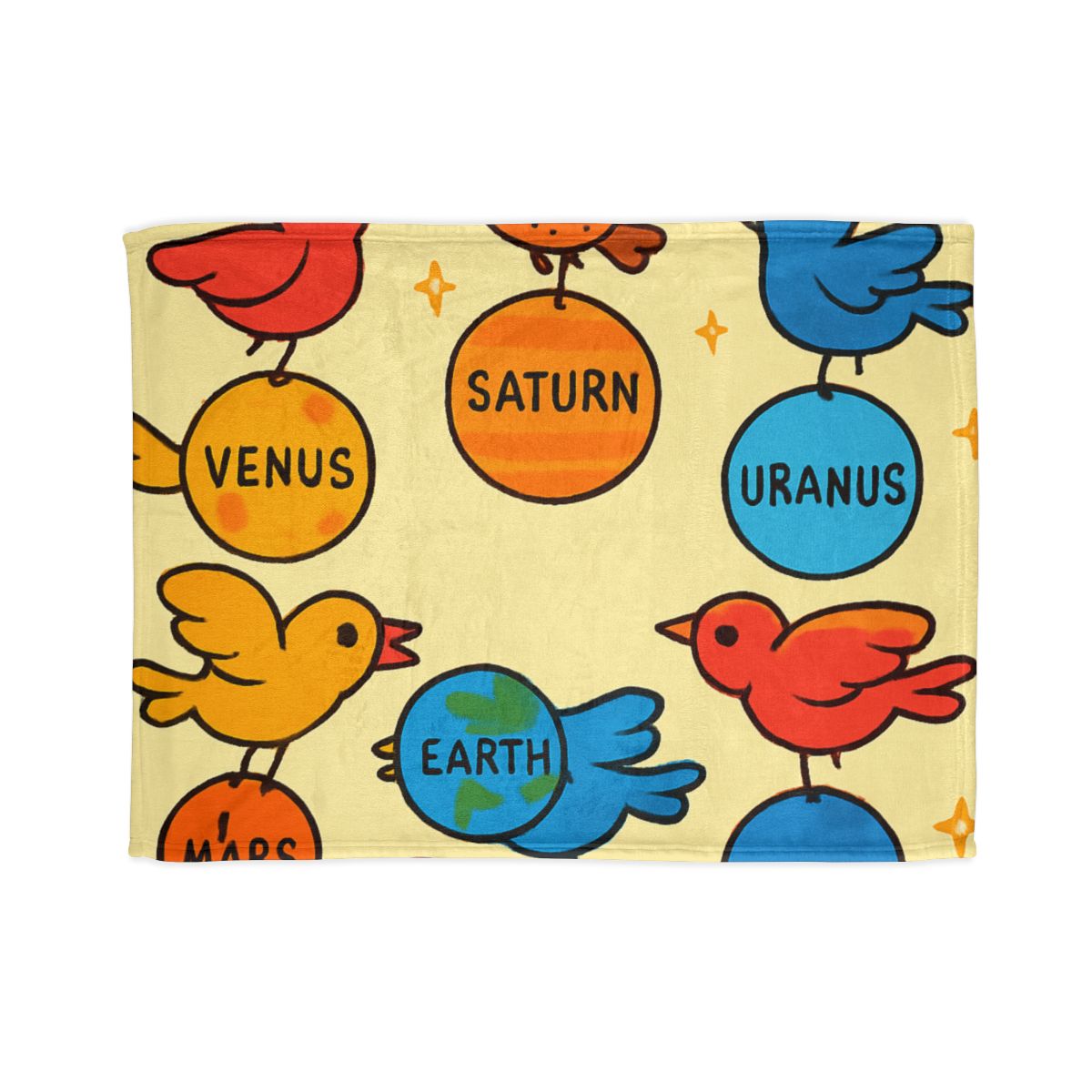 Solar System Circus Of Birds personalized cozy blankets