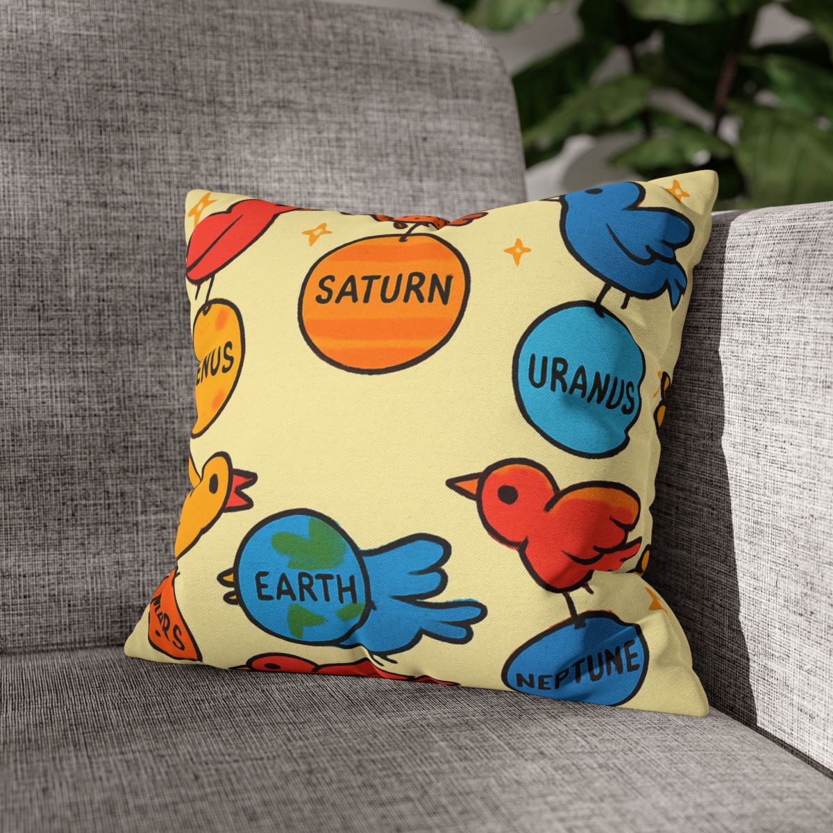 Solar System Circus Of Birds soft cotton pillow cases