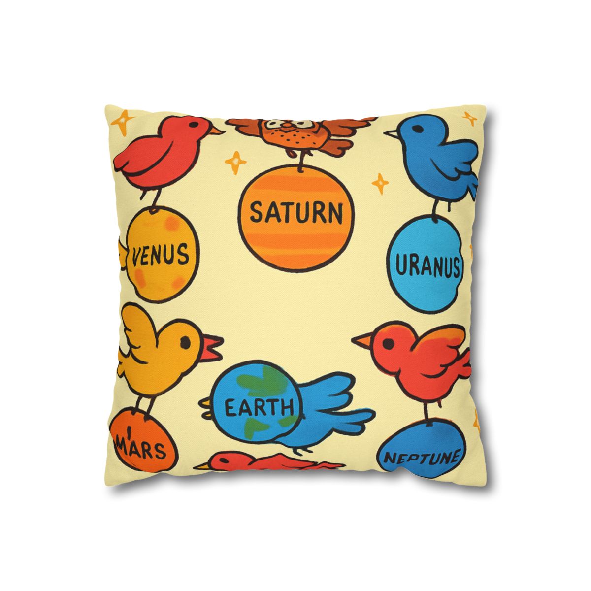 Solar System Circus Of Birds soft cotton pillow cases