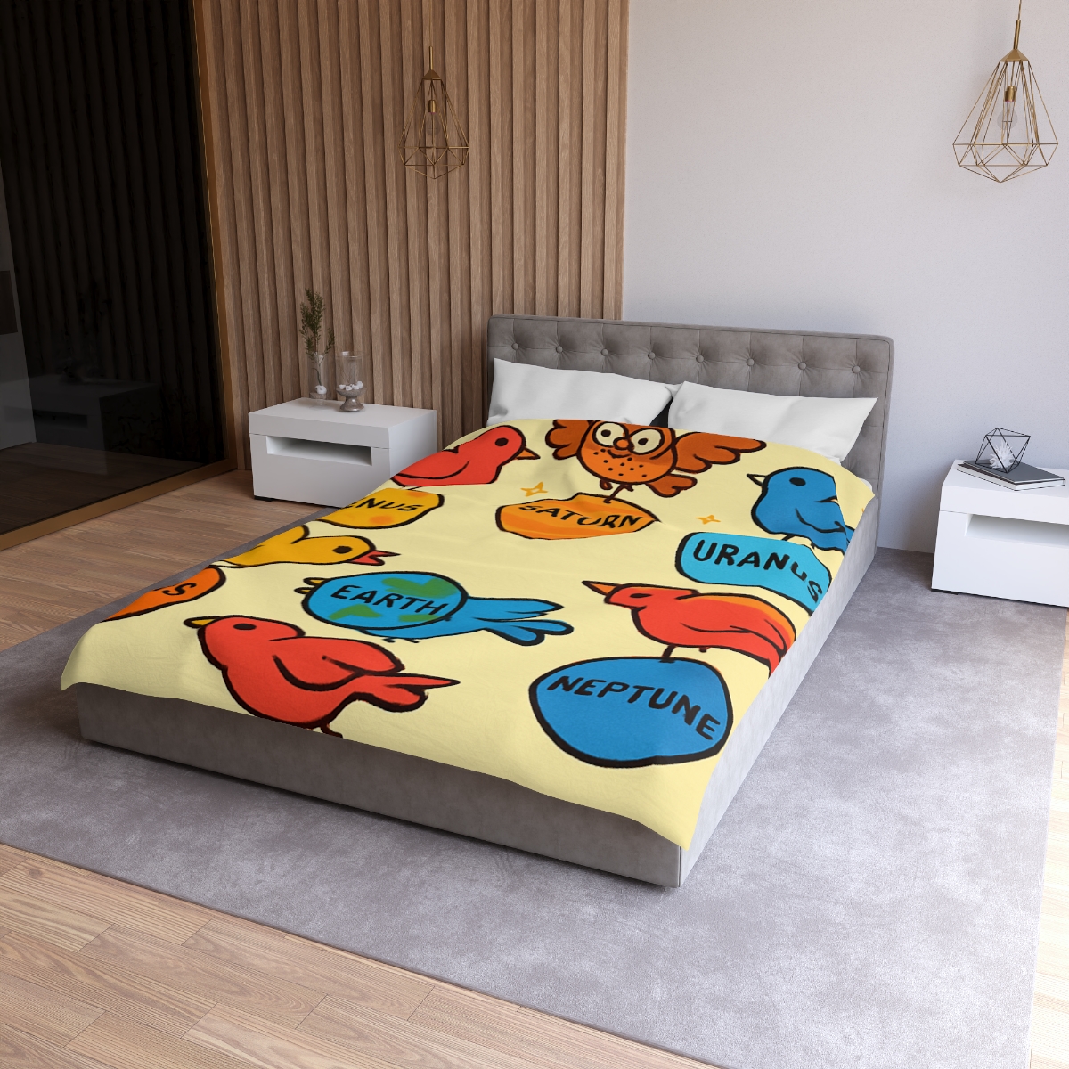 Solar System Circus Of Birds unique patterned duvets