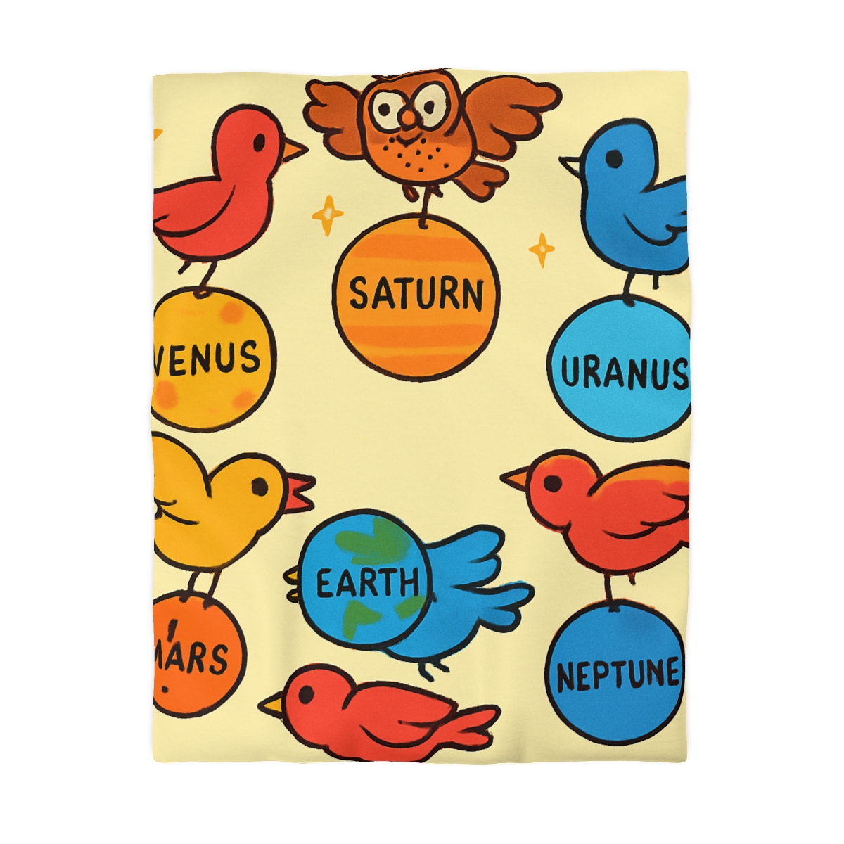 Solar System Circus Of Birds unique patterned duvets