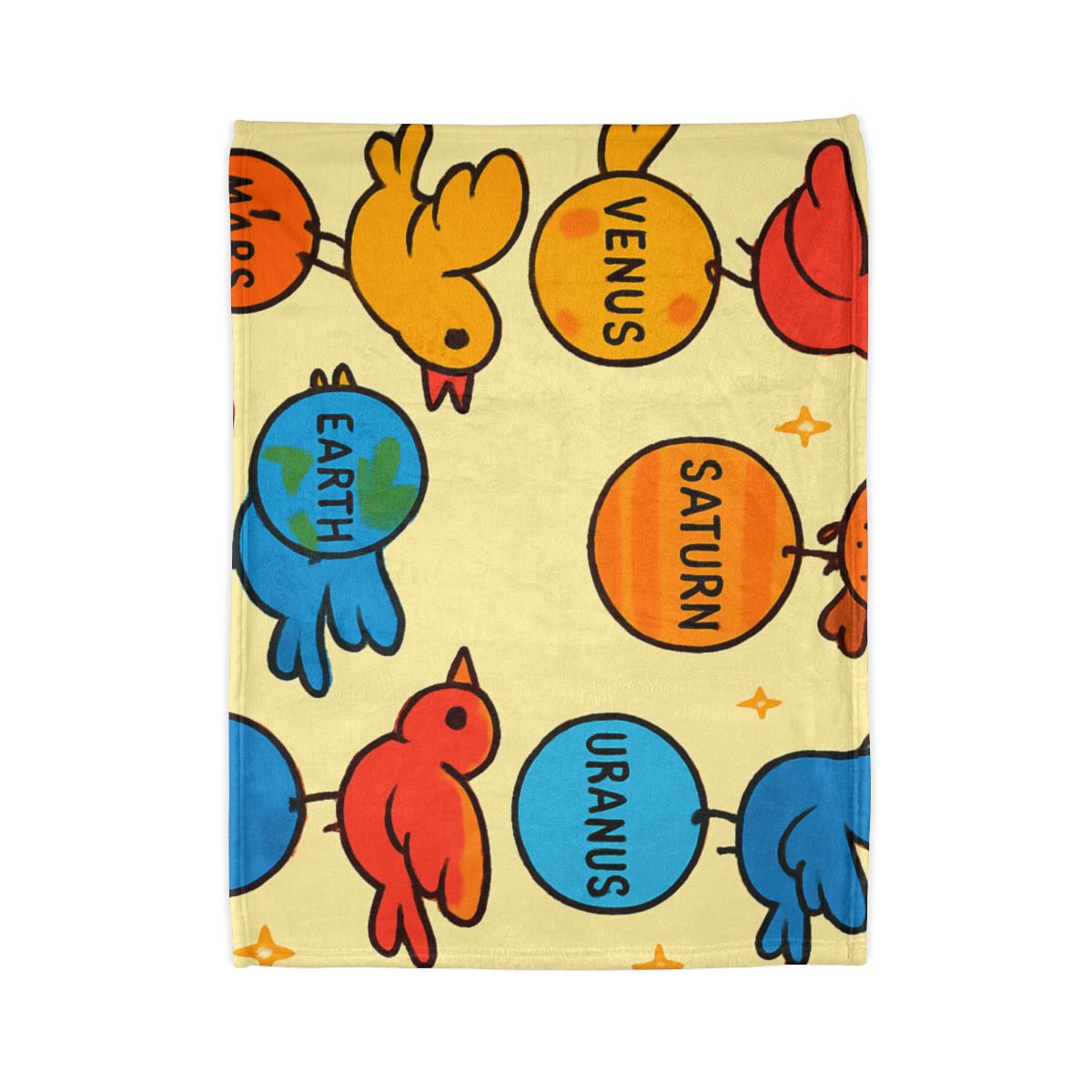 Solar System Circus Of Birds personalized cozy blankets