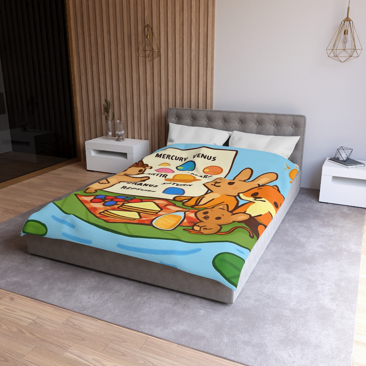 Solar System Picnic On A Floating Leaf stylish duvet covers