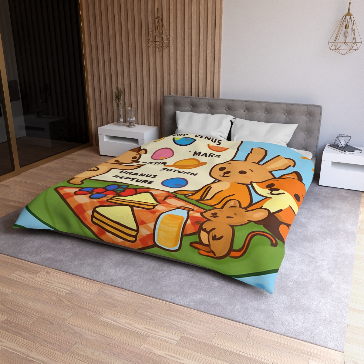 Solar System Picnic On A Floating Leaf stylish duvet covers