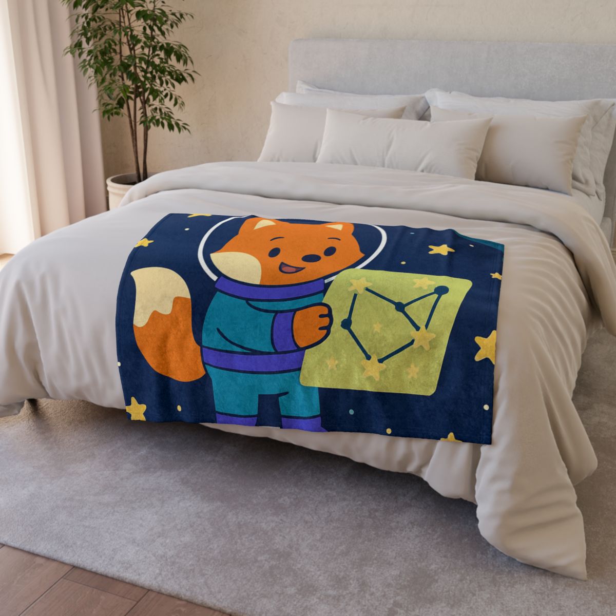Space Fox And The Star Map warm winter blankets