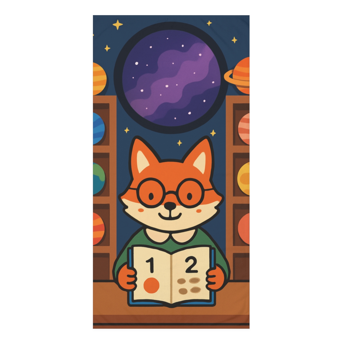 Space Library Fox designer printed towels