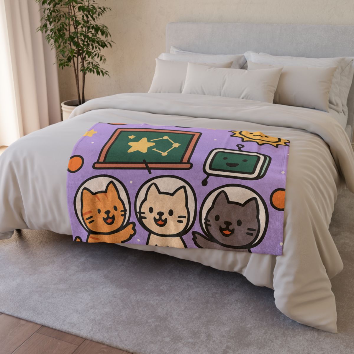 Space School Astronaut Cats designer printed blankets