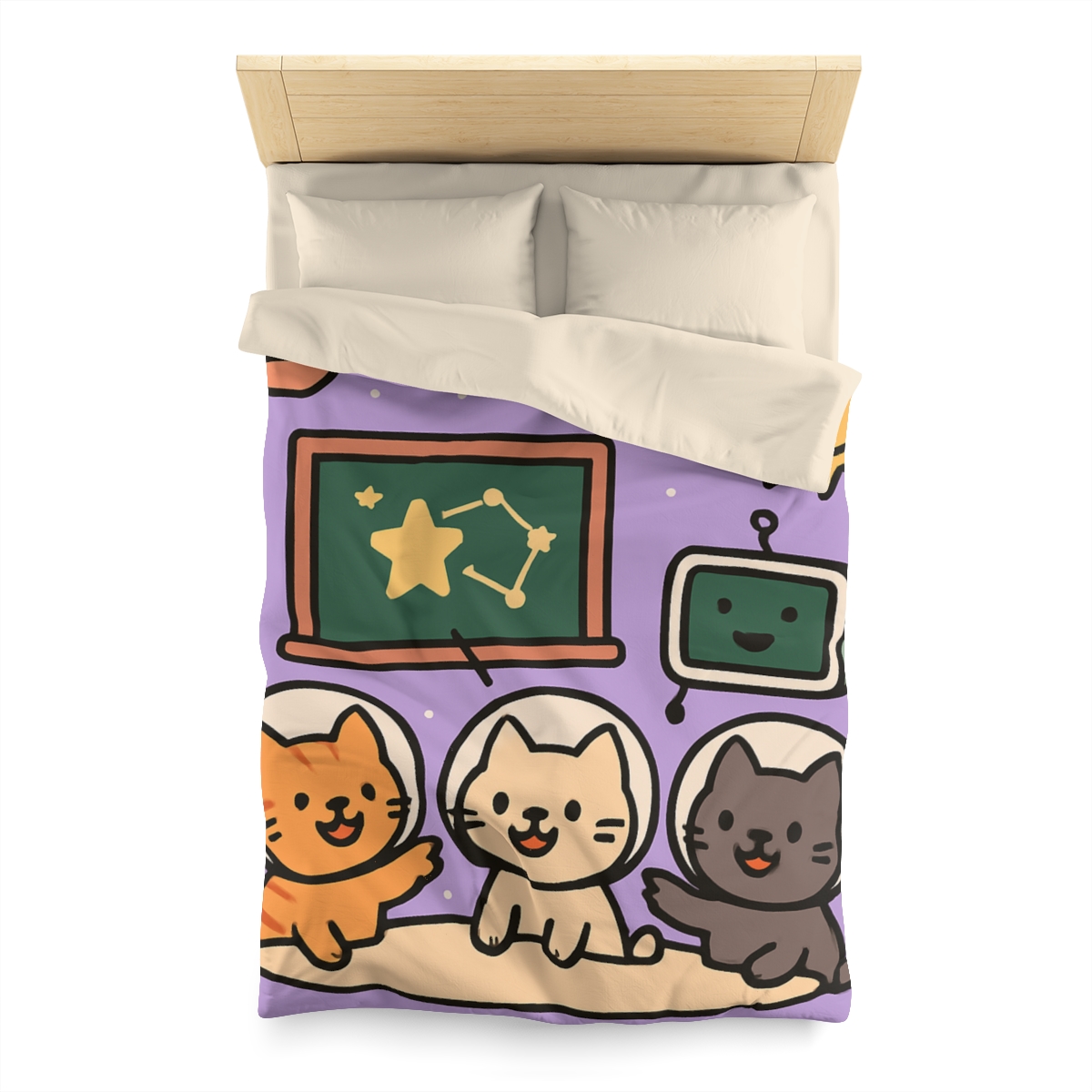 Space School Astronaut Cats unique patterned duvets