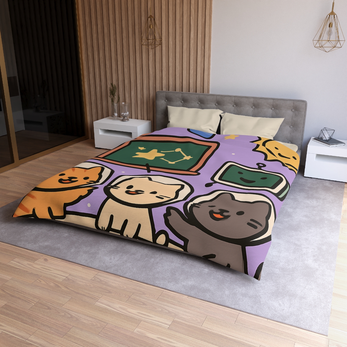 Space School Astronaut Cats unique patterned duvets