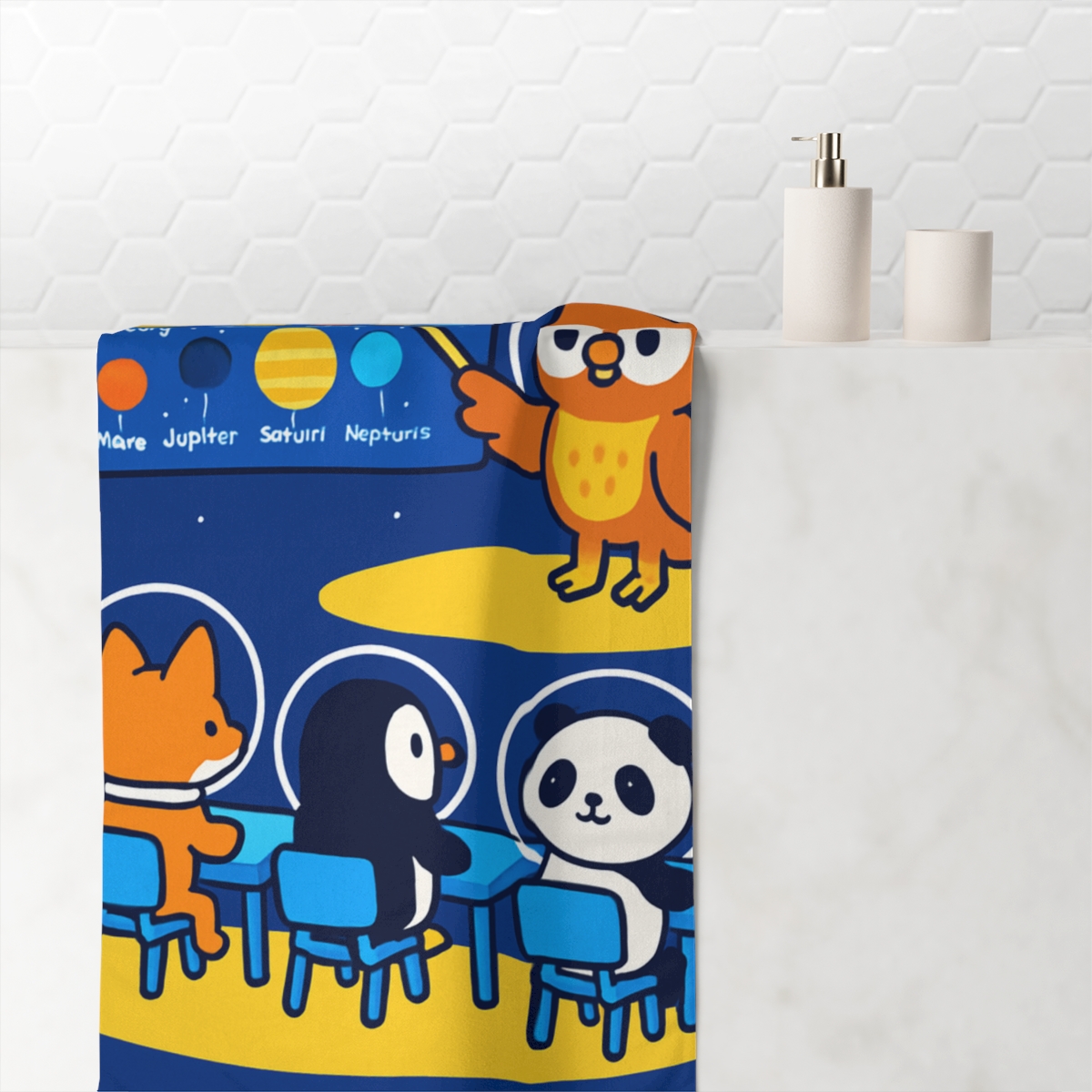 Space School For Animal Astronauts decorative home towels