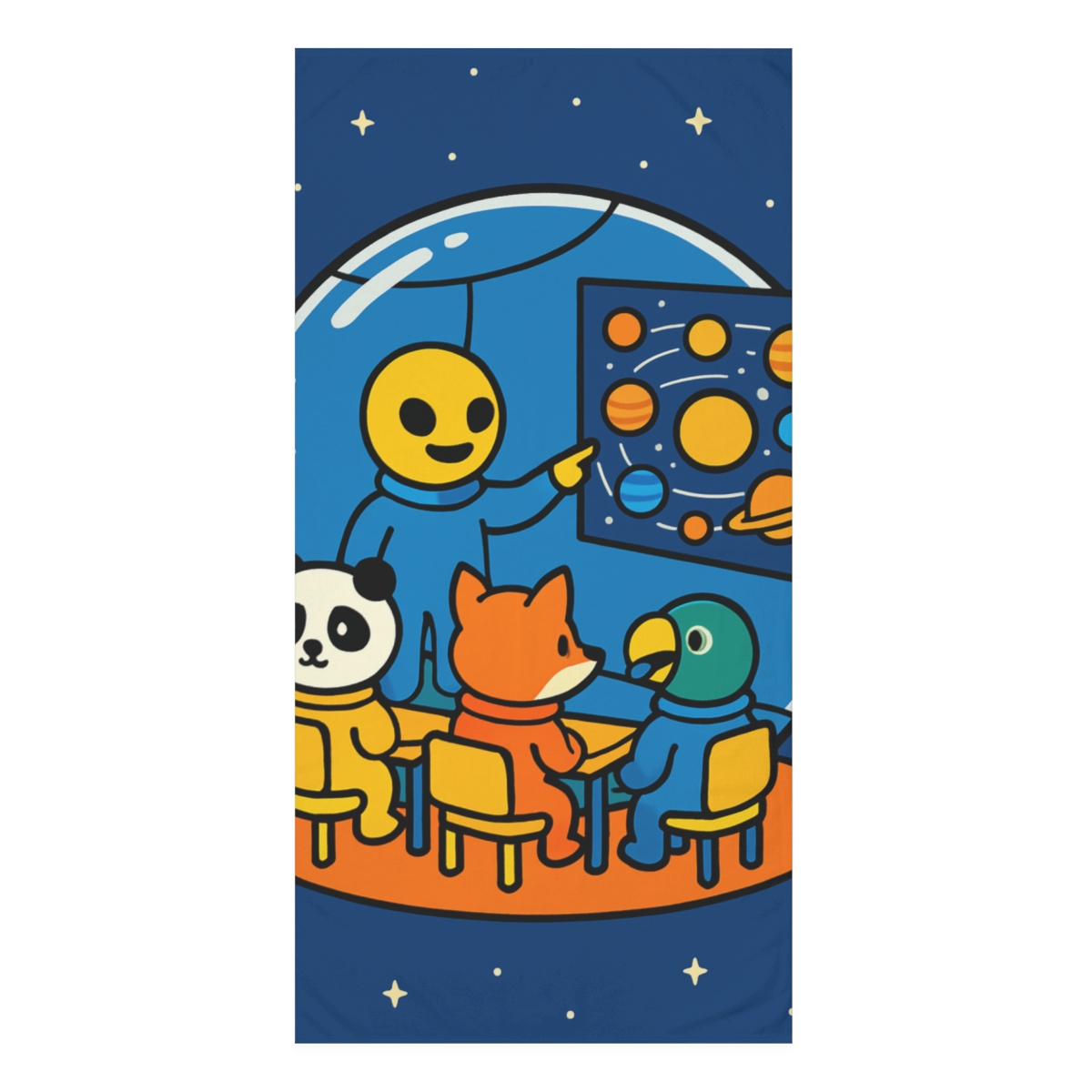Space School For Curious Animal Astronauts personalized bath towels