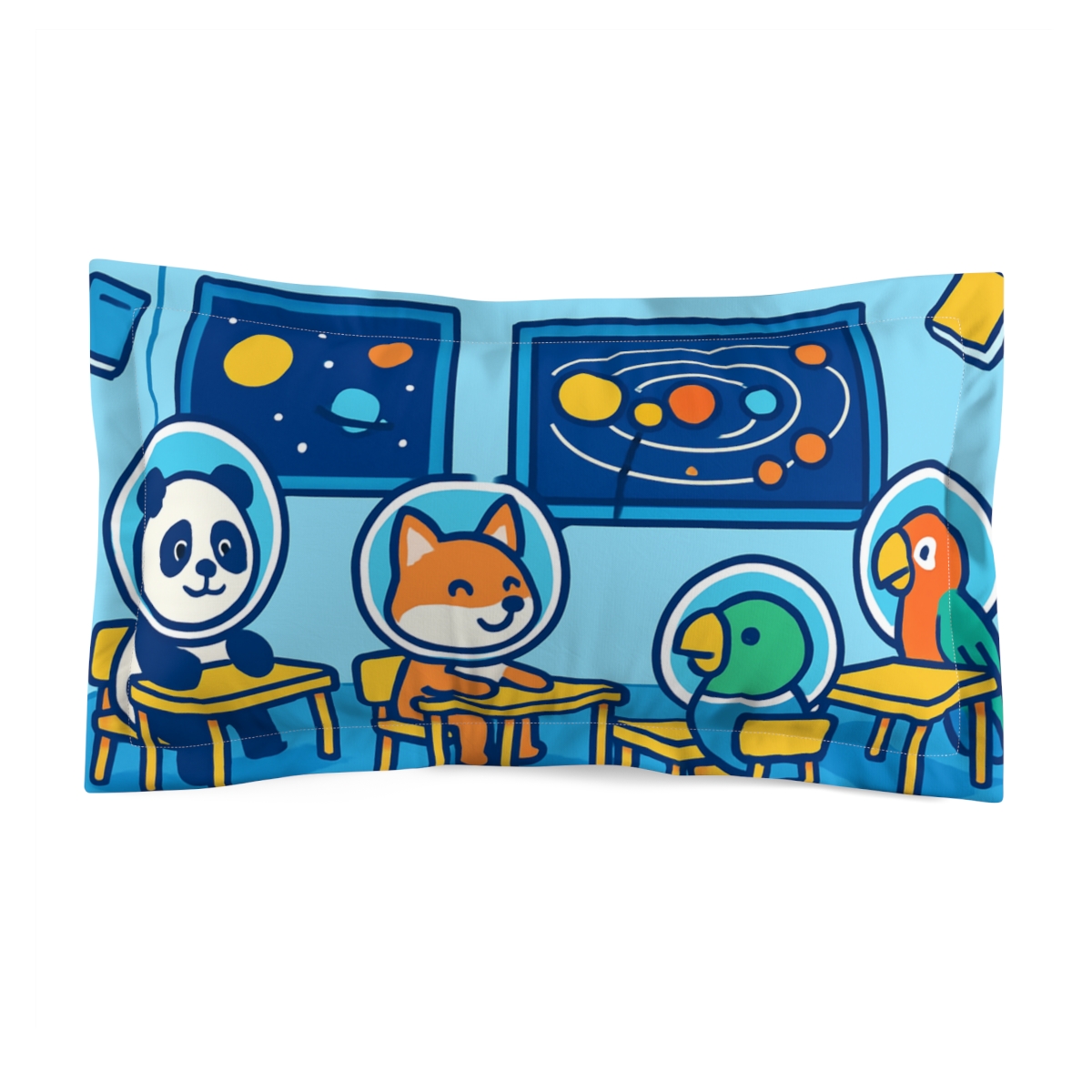 Space School For Curious Animal Astronauts designer printed pillows