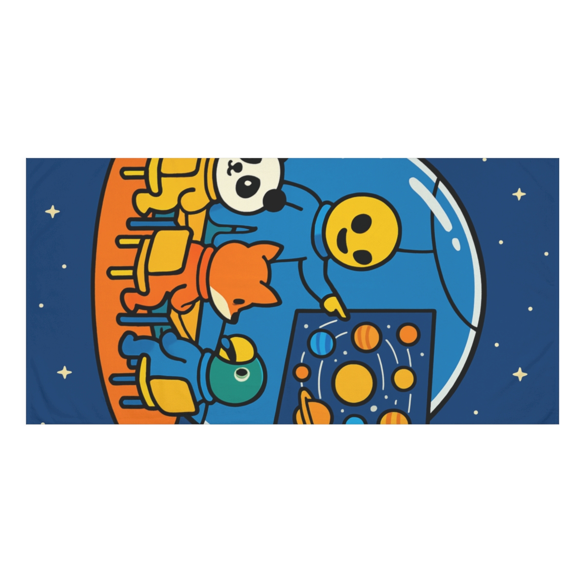 Space School For Curious Animal Astronauts personalized bath towels