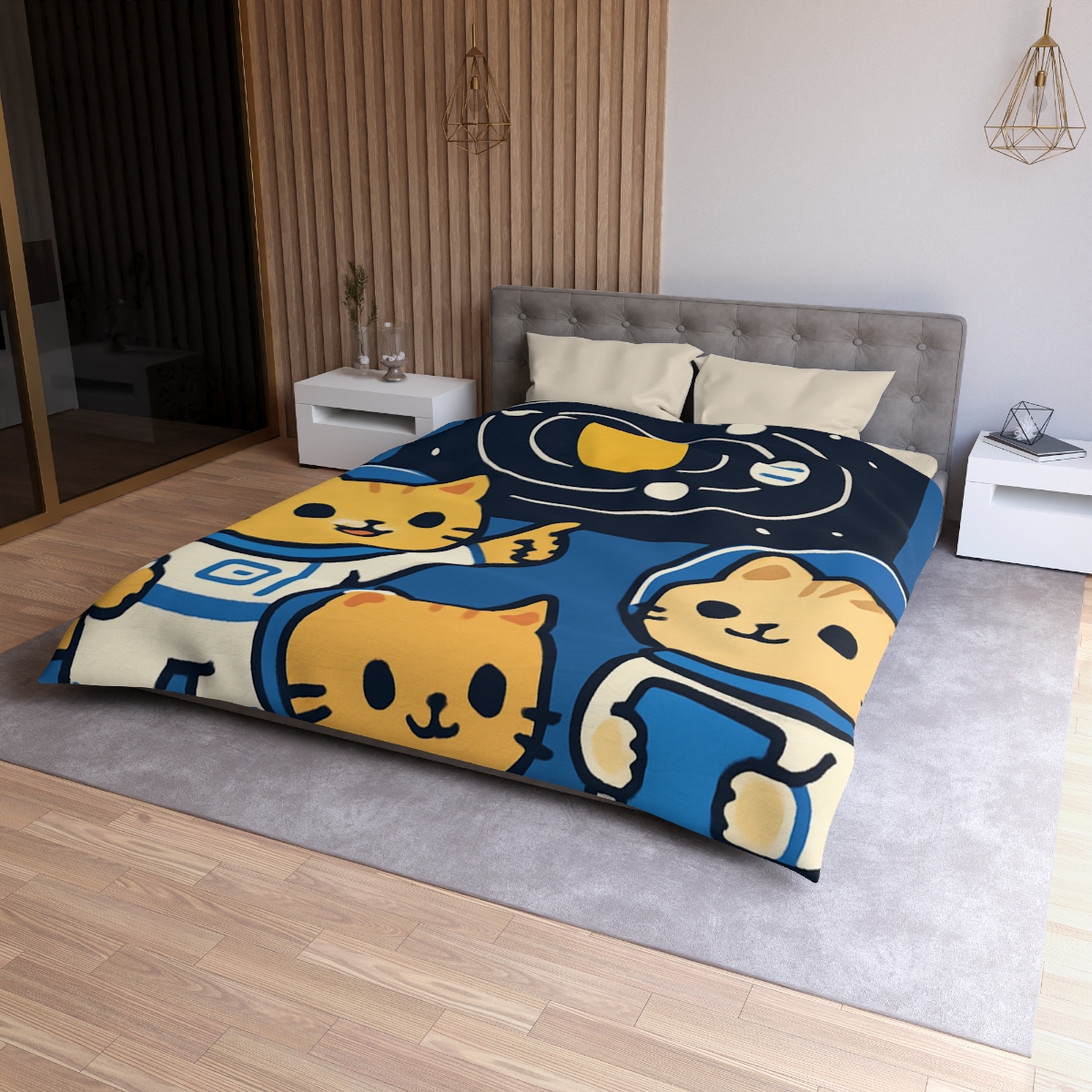 Space School For Curious Cats personalized bedding duvets