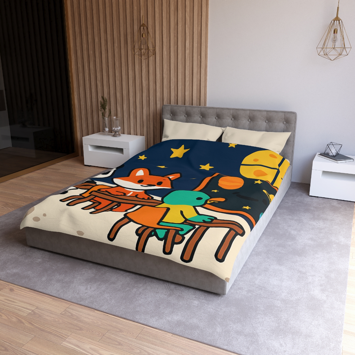 Space School For Curious Critters designer printed duvets