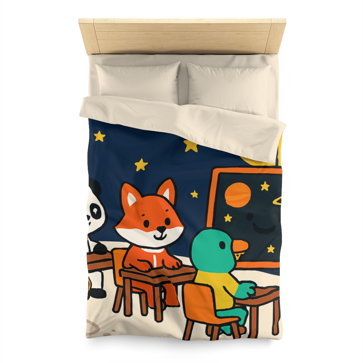 Space School For Curious Critters designer printed duvets