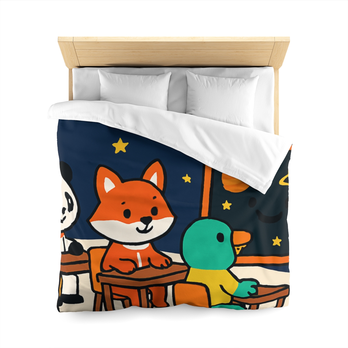 Space School For Curious Critters designer printed duvets
