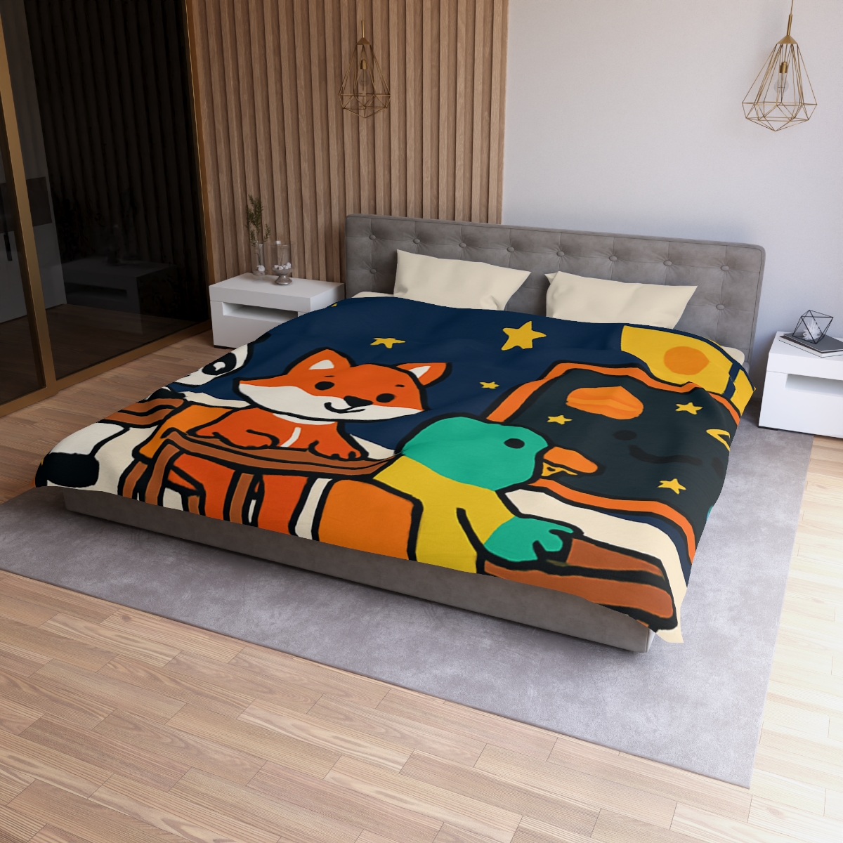 Space School For Curious Critters designer printed duvets