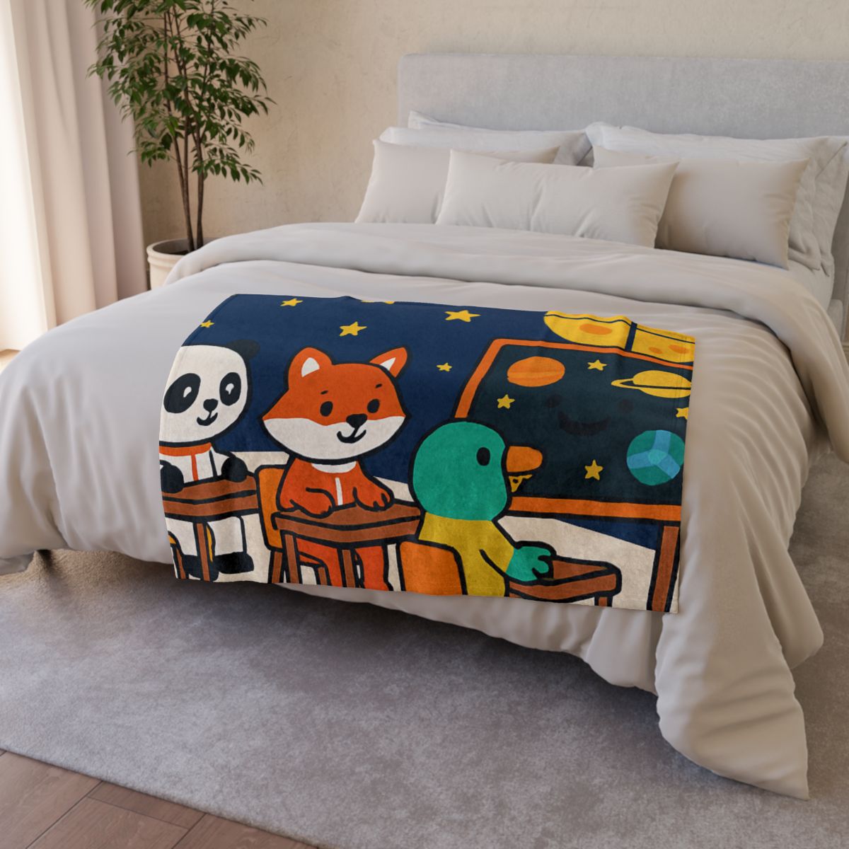 Space School For Curious Critters decorative home blankets