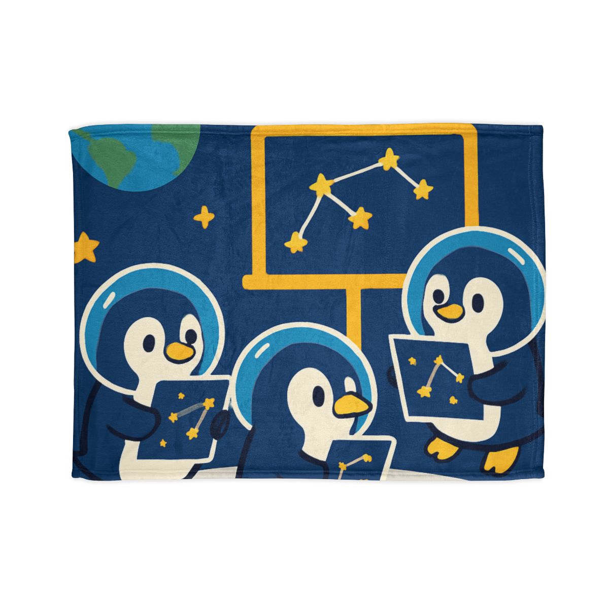 Space School For Curious Penguins unique gift blanketscustom blankets