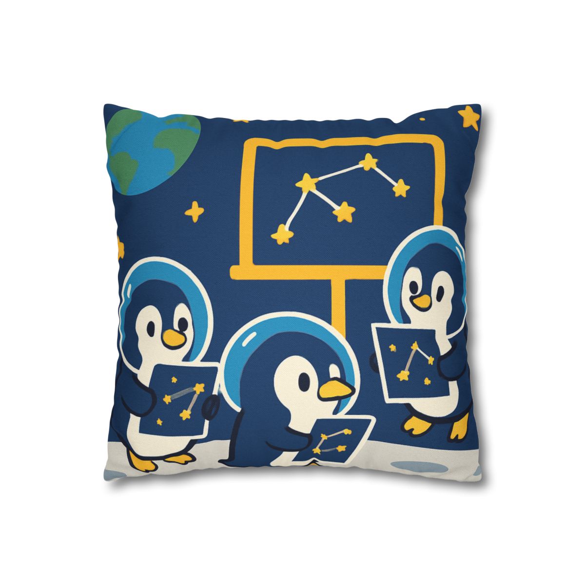 Space School For Curious Penguins personalized pillow covers