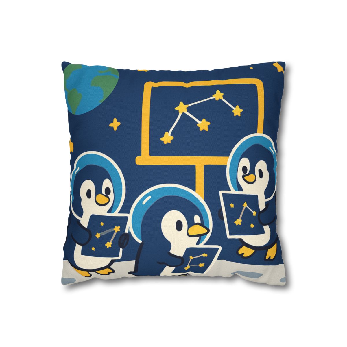 Space School For Curious Penguins personalized pillow covers