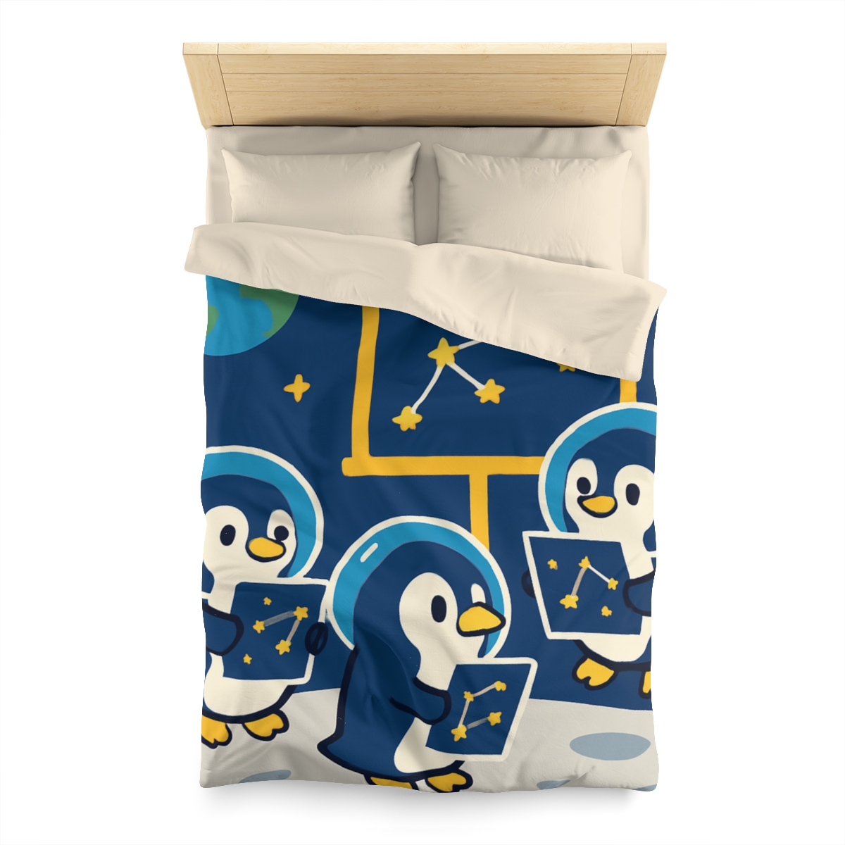 Space School For Curious Penguins soft comforter duvets