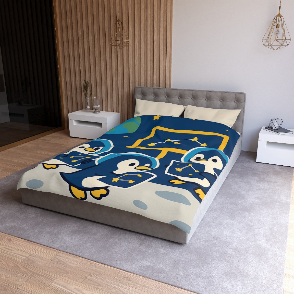 Space School For Curious Penguins soft comforter duvets