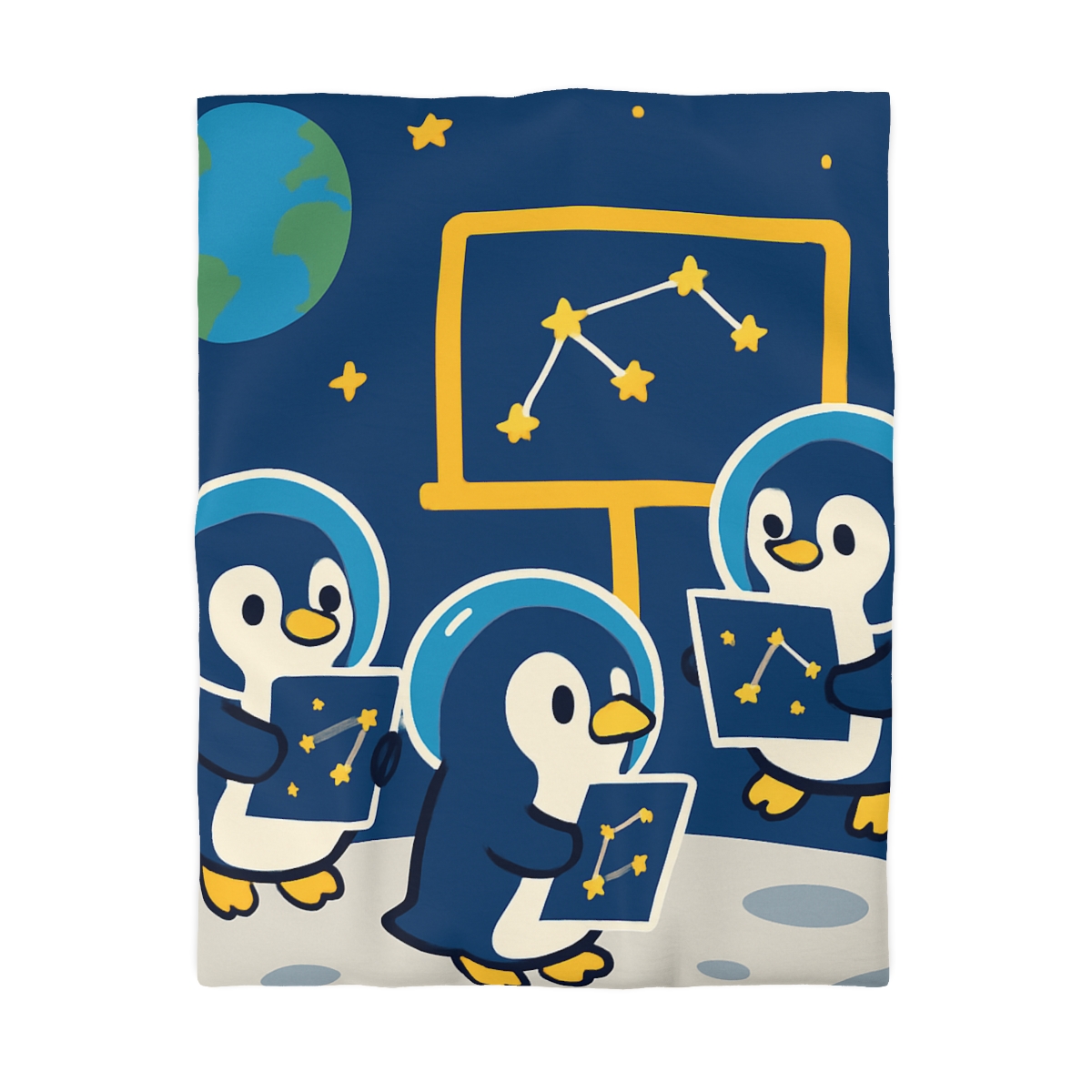 Space School For Curious Penguins soft comforter duvets