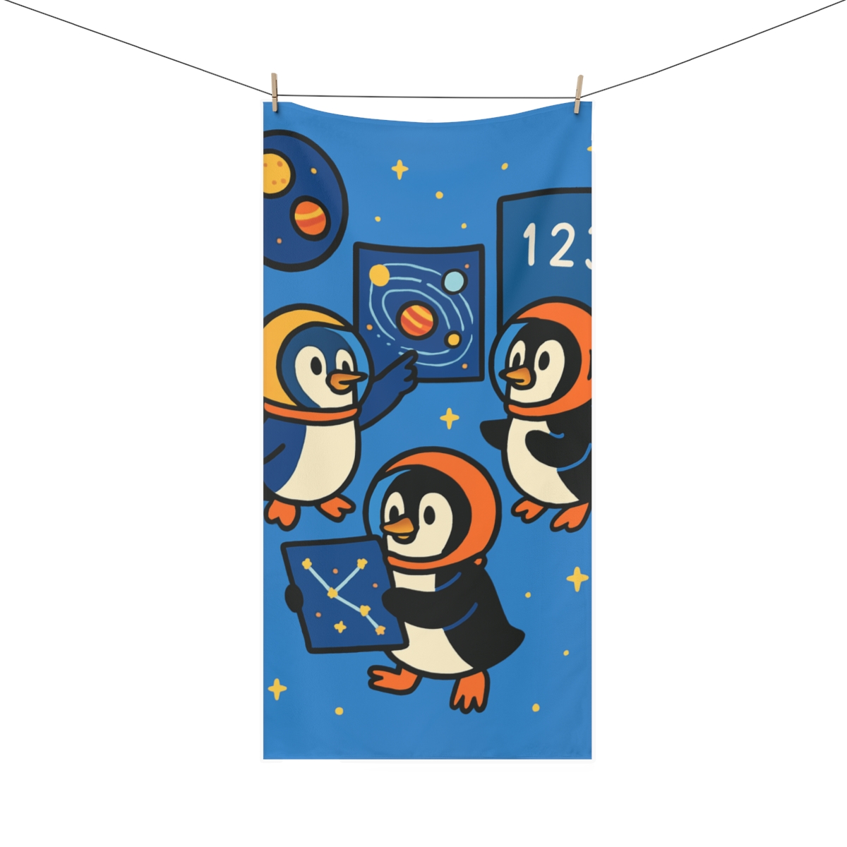 Space School For Curious Penguins decorative home towelscustom towels