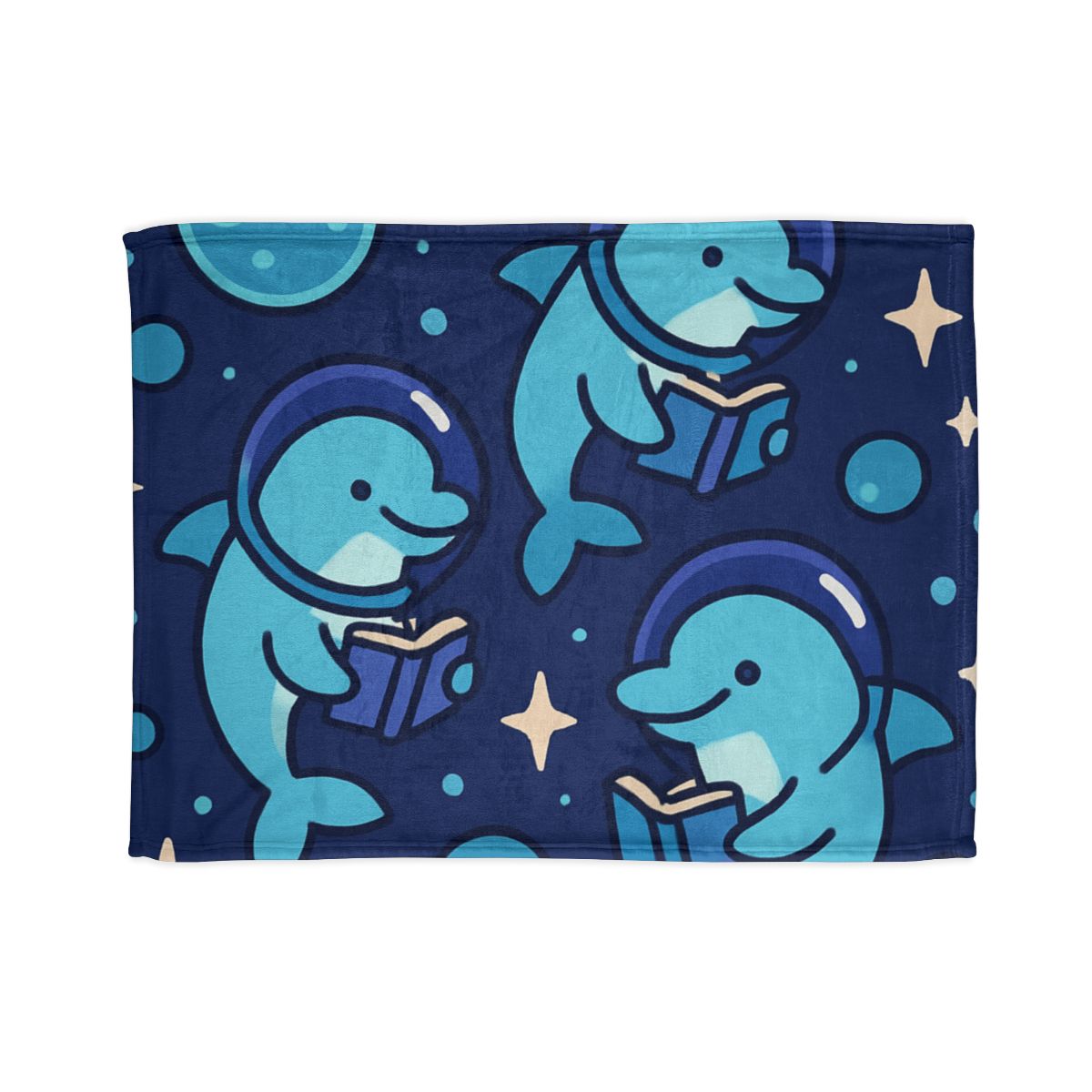 Space School Of Curious Dolphins soft fleece blankets