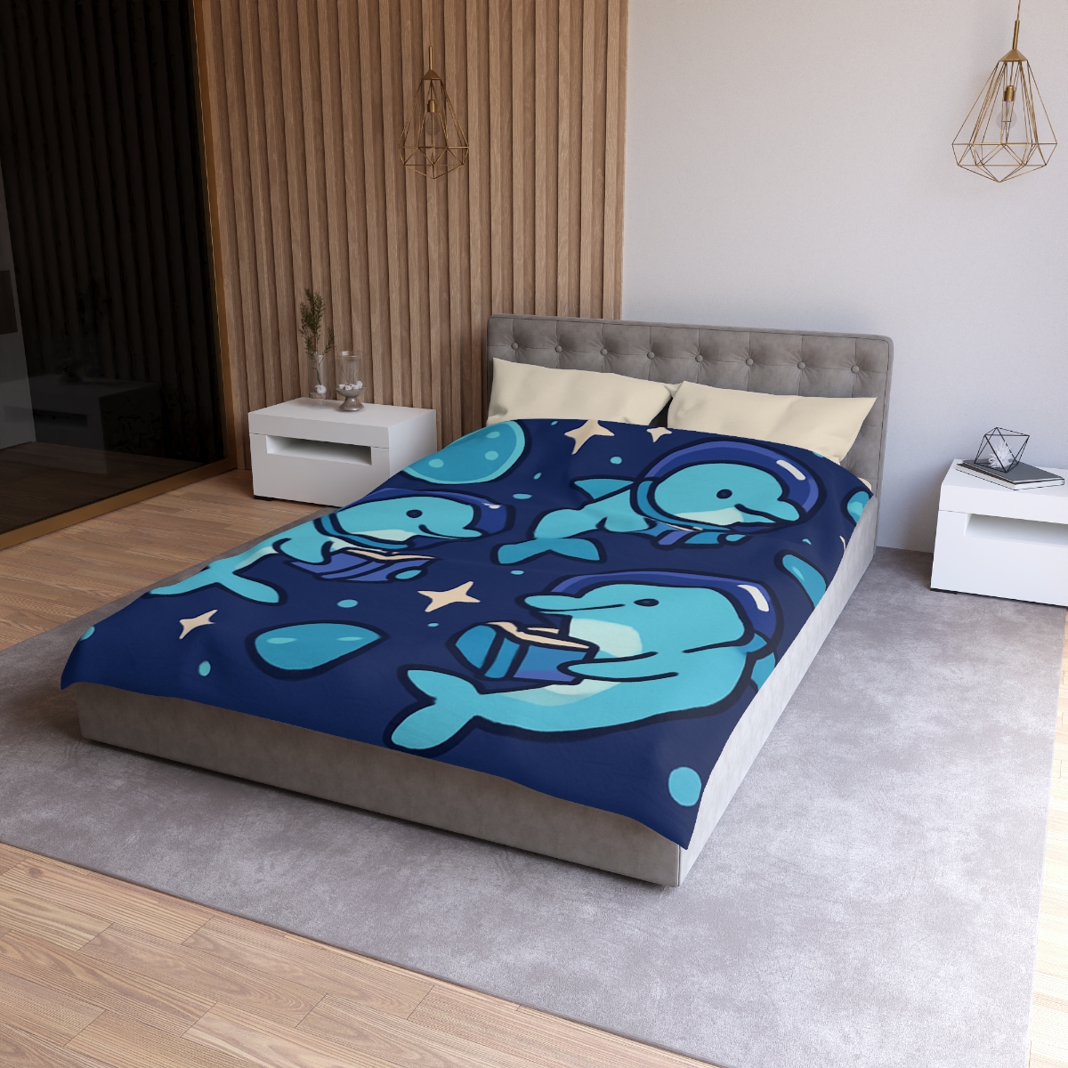 Space School Of Curious Dolphins custom duvets