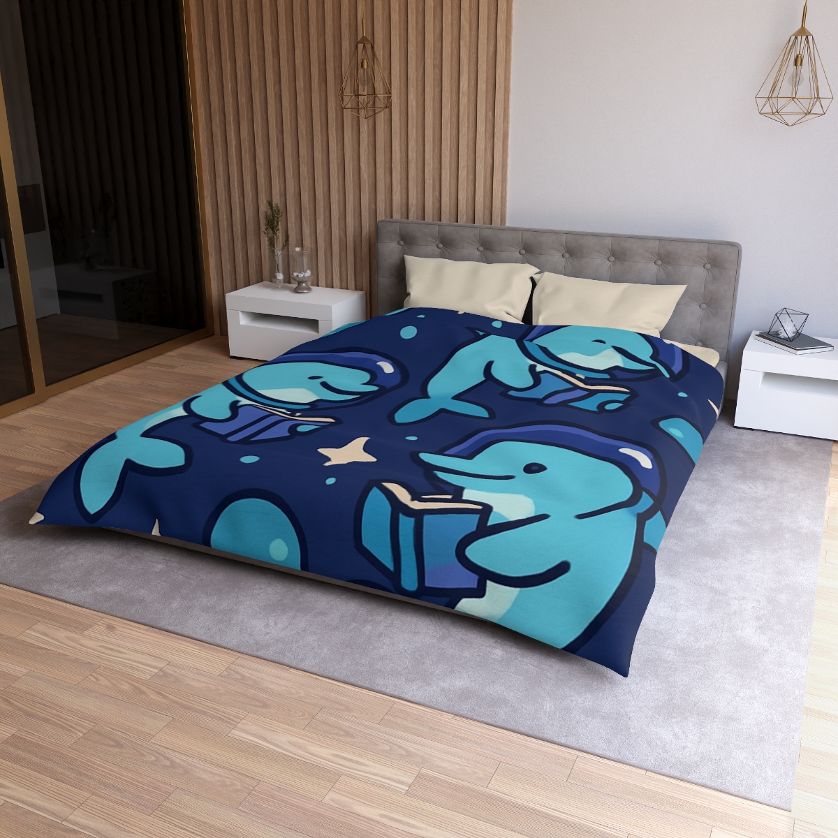 Space School Of Curious Dolphins custom duvets
