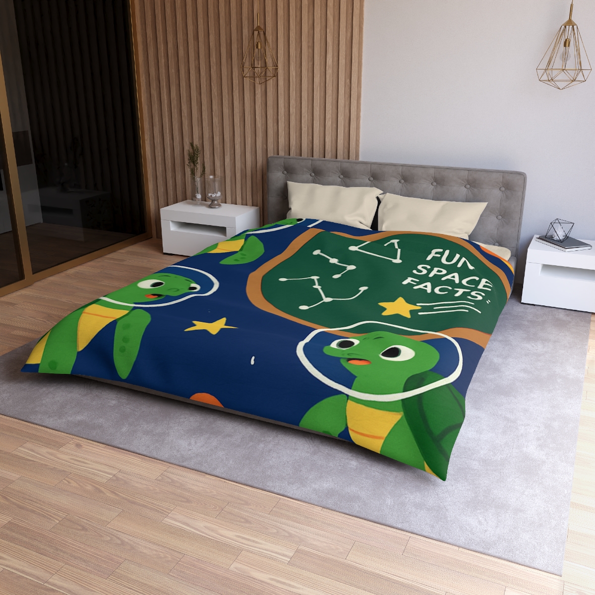 Space School Of Curious Sea Turtles soft comforter duvets