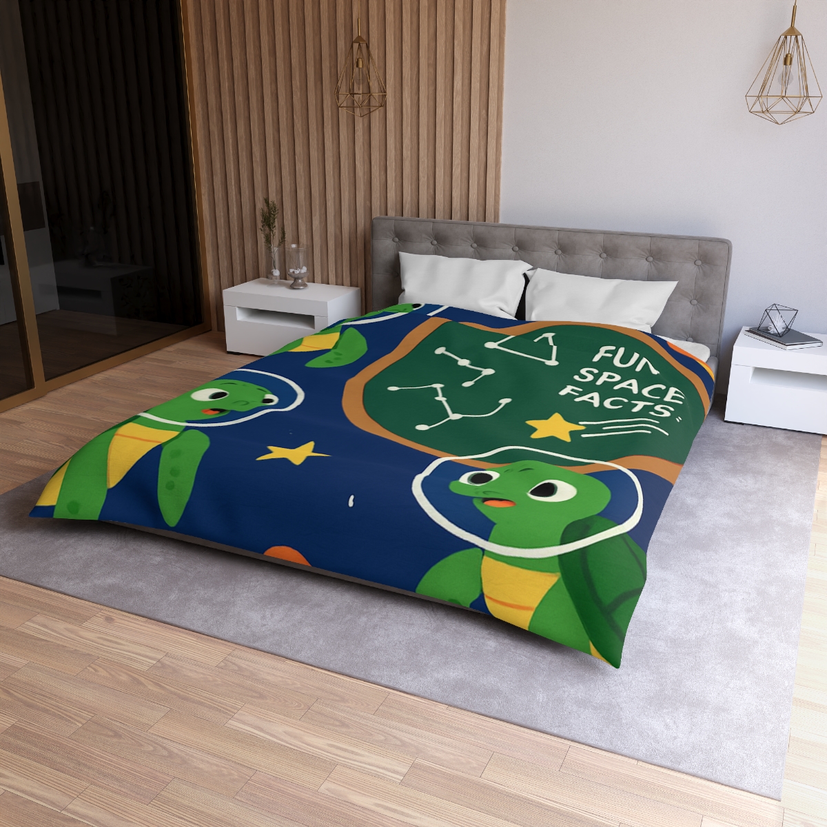 Space School Of Curious Sea Turtles soft comforter duvets