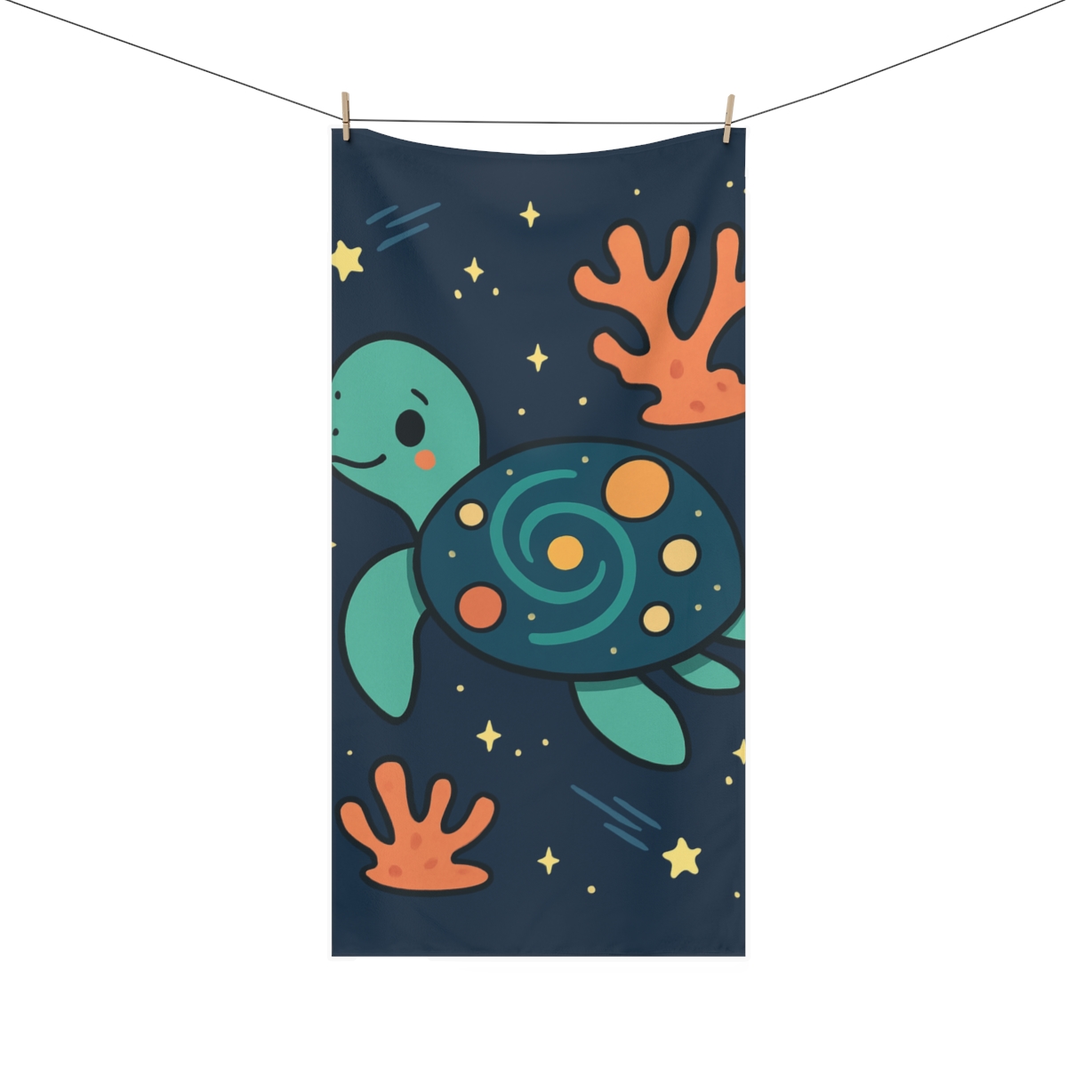 Space Turtle Time Reef trendy hand towels