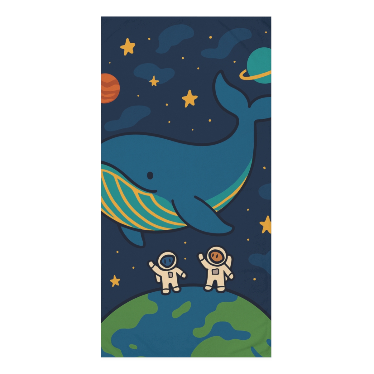 Space Whale Parade designer printed towels