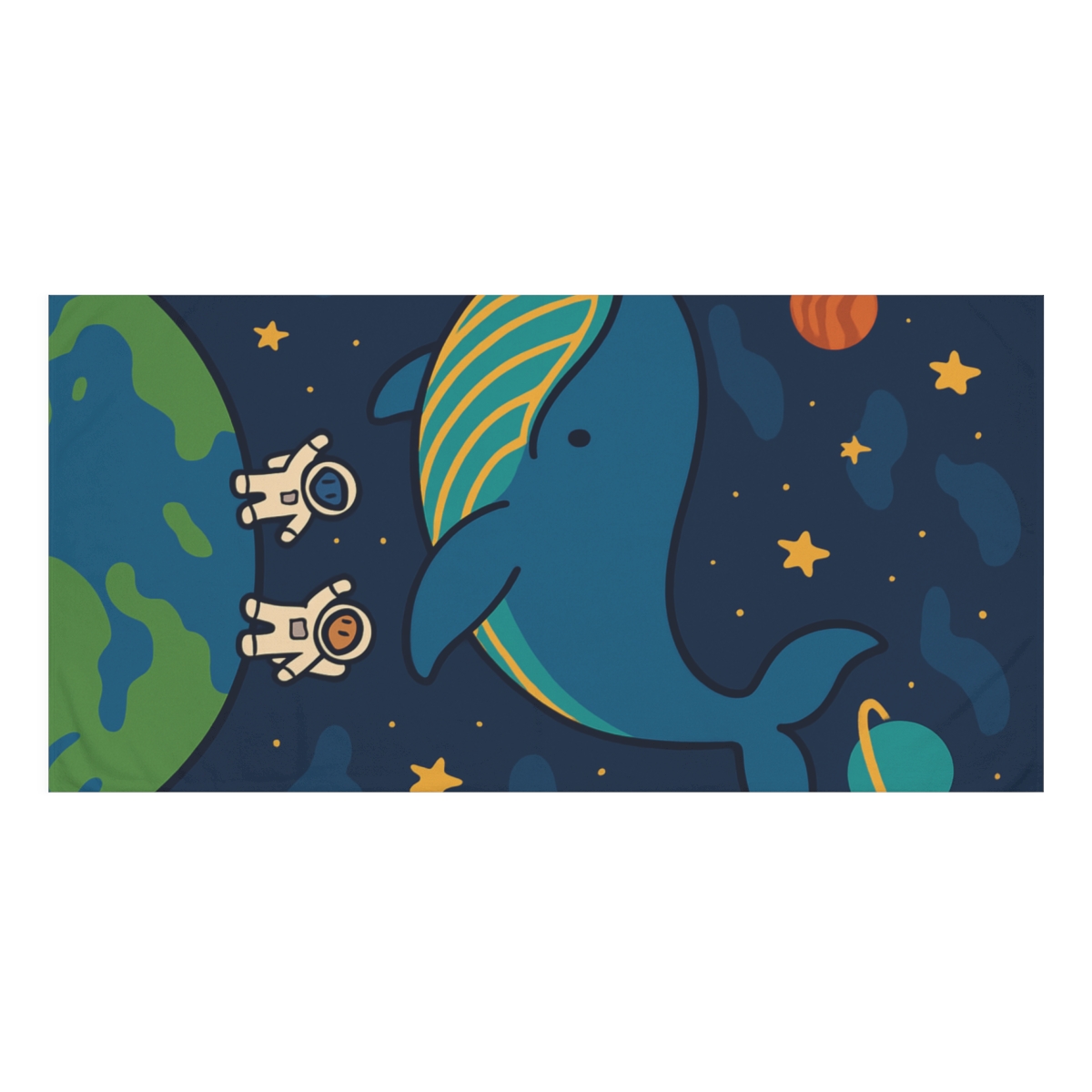 Space Whale Parade designer printed towels