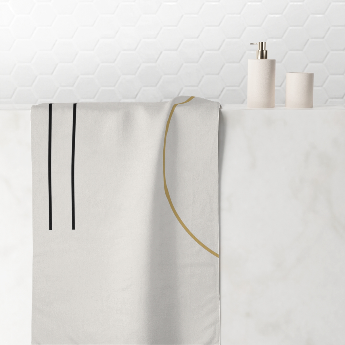 Sparse Arc And Parallel Lines designer printed towels