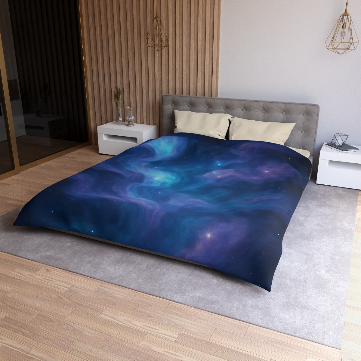Spectral Nebula Currents personalized bedding duvets